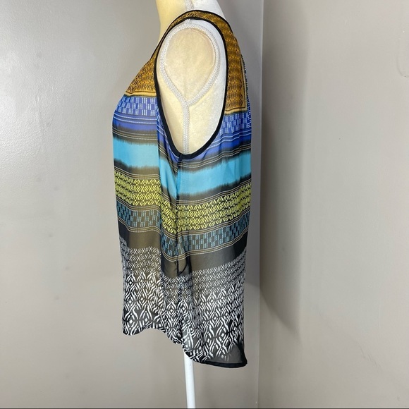 August Silk Options Women Sz Small Multicolored Chiffon Semi Sheers Top - Picture 4 of 12